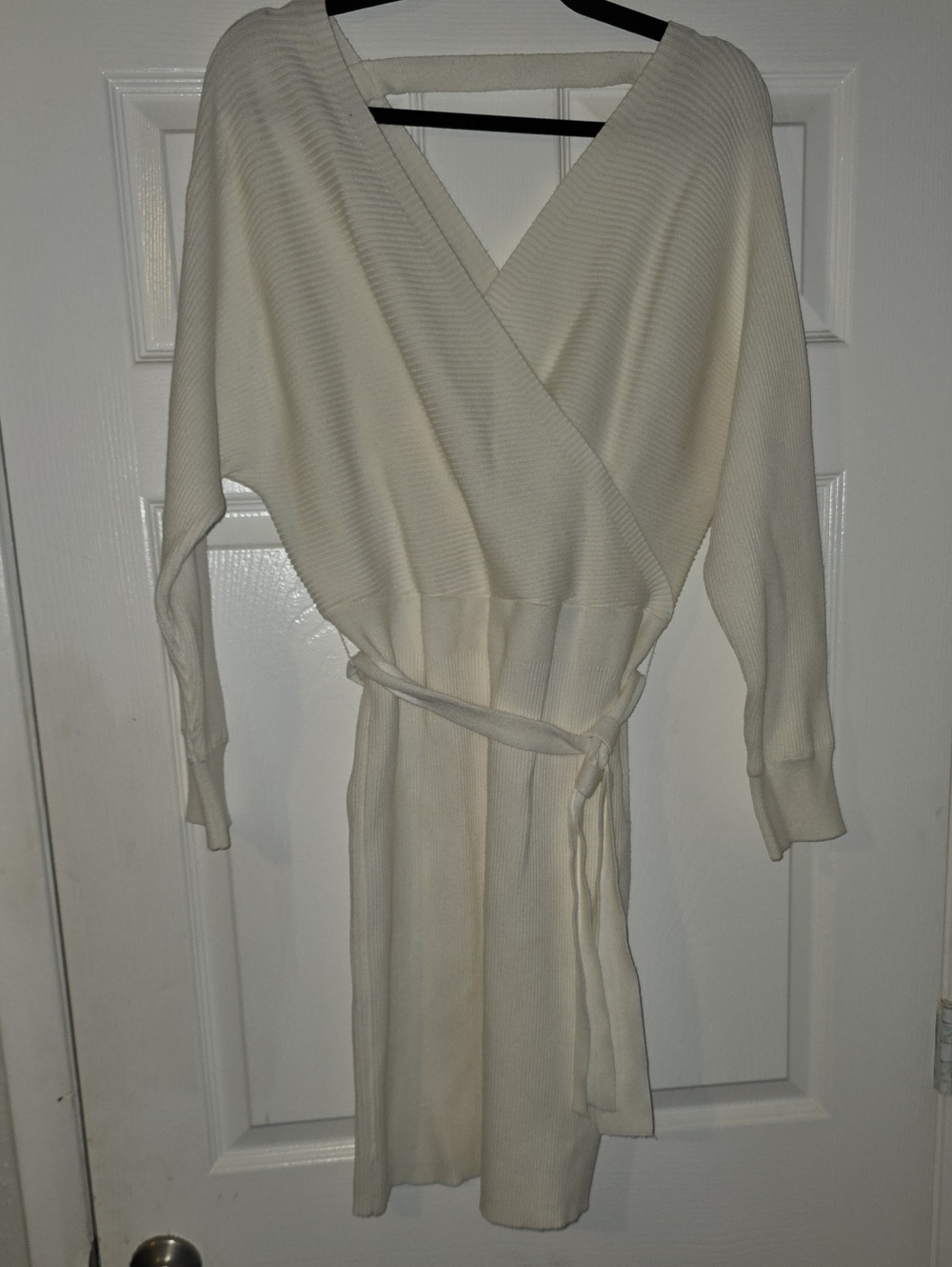 Akira Cream Wrap Knit Dress with Tie Waist